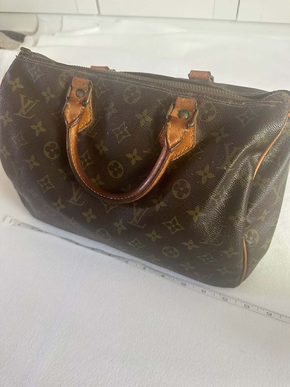 Louis Vuitton Speedy 30 Monogram Canvas Satchel Brown
